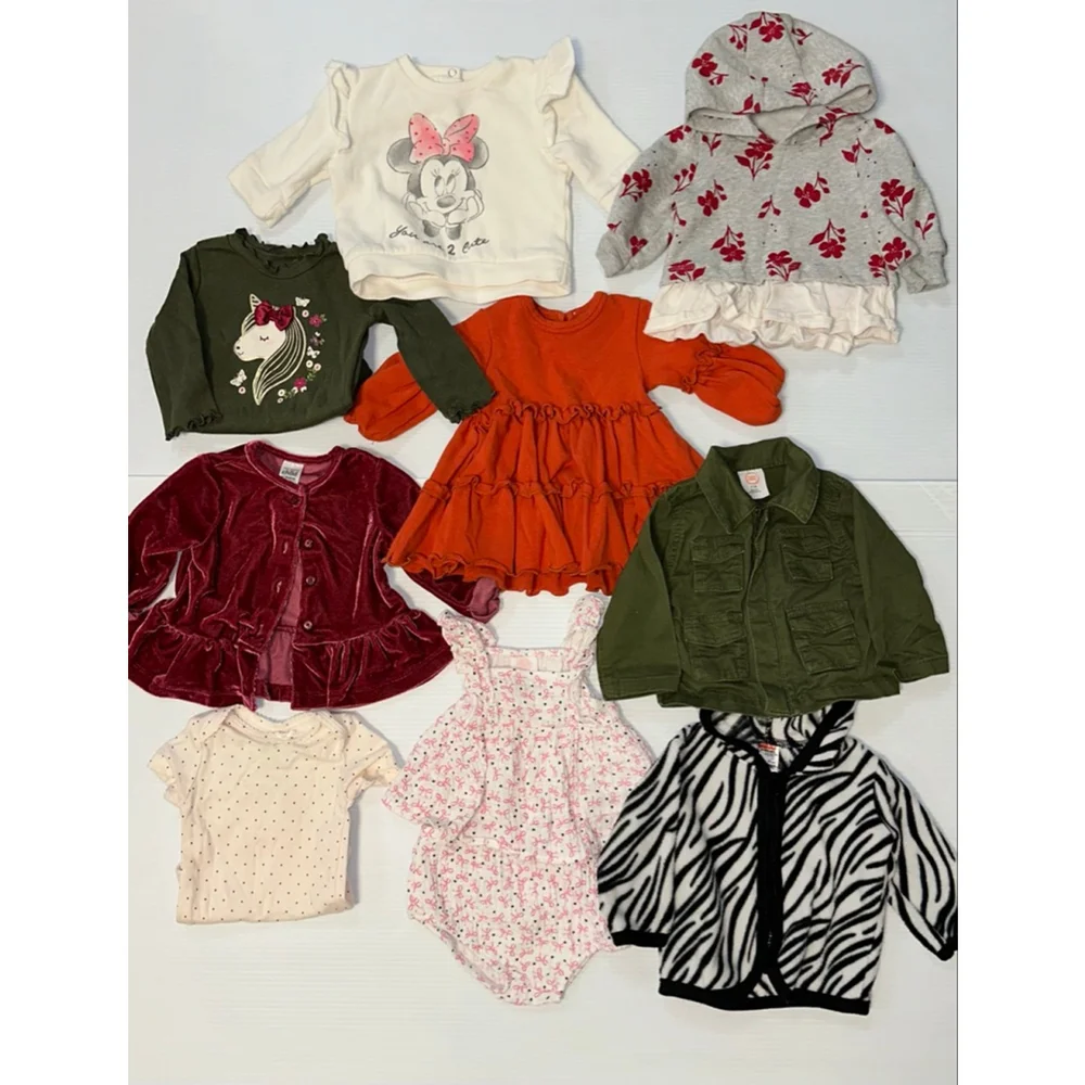Lot of 10 Items Baby Girl Mixed Brands Bundle 0-3 Months Multi-color